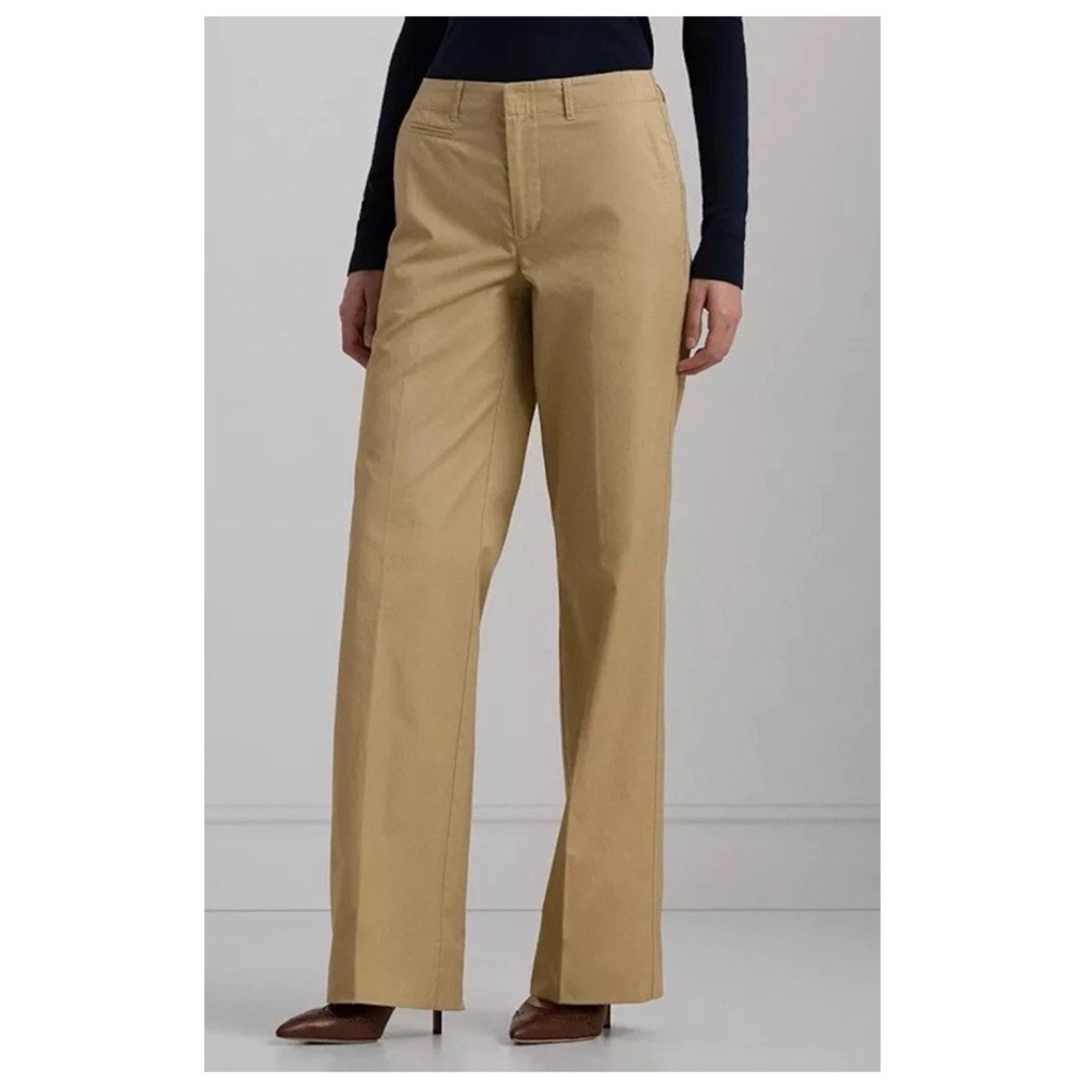 lauren ralph lauren womens Zelisent Full Length Flat Front Cotton Twill Sz 10